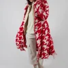 Long Dogstooth Coat in Cardinal Bone Jacquard