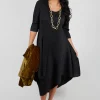 Long Draper Dress in Black