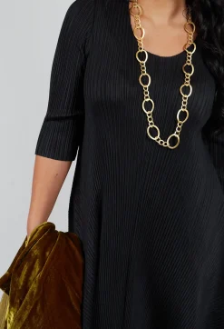 Long Draper Dress in Black