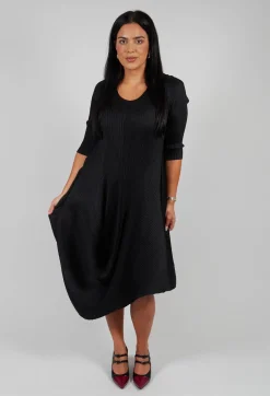 Long Draper Dress in Black