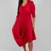 Long Draper Dress in Red