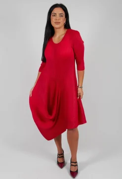 Long Draper Dress in Red