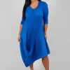 Long Draper Dress in Royal