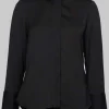 Long Fitted Shirt in Shiny Black