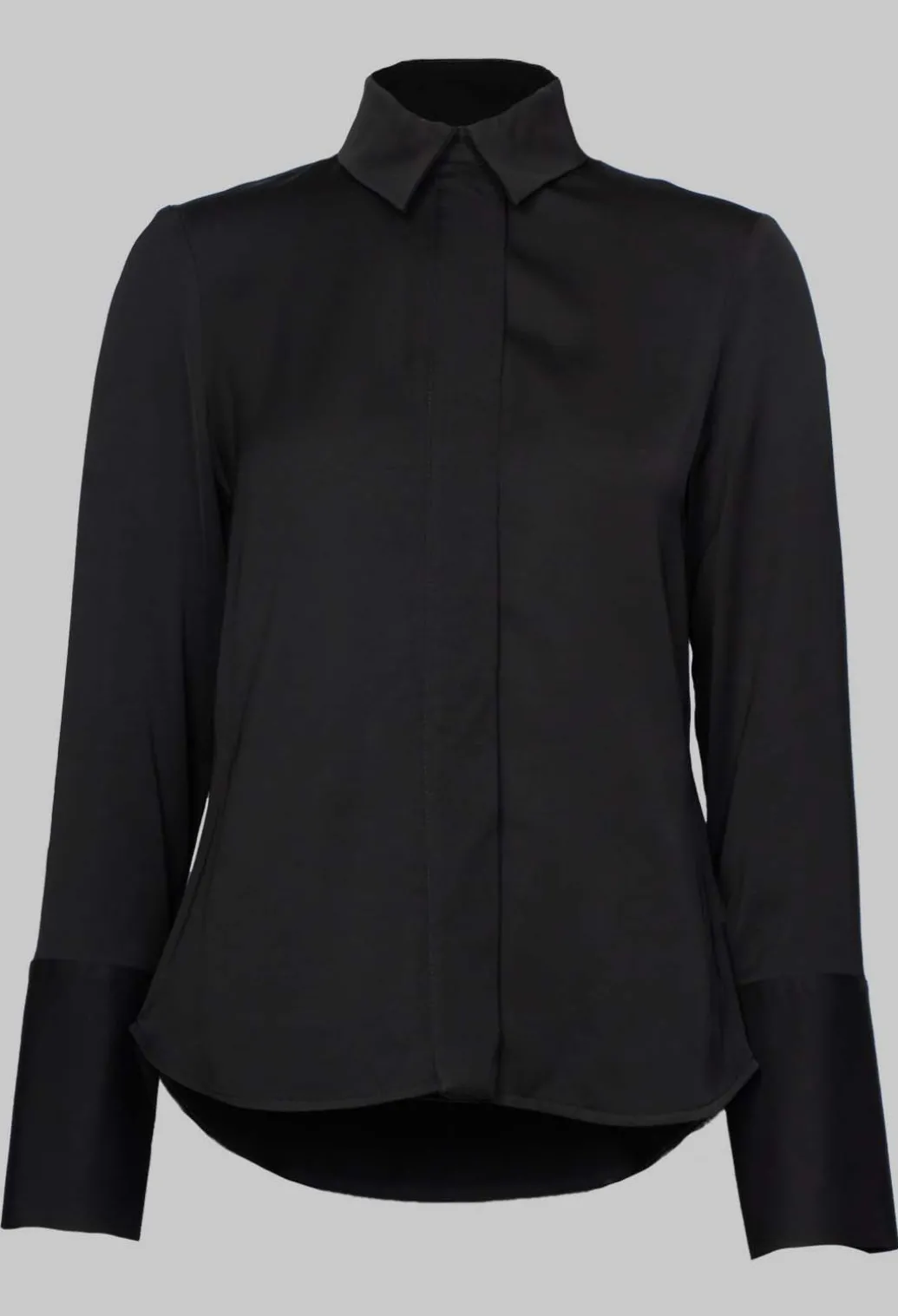 Long Fitted Shirt in Shiny Black