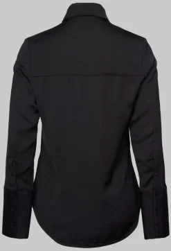 Long Fitted Shirt in Shiny Black