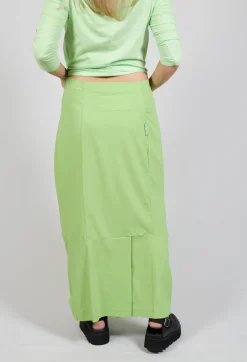 Long Jersey Pencil Skirt in Lime