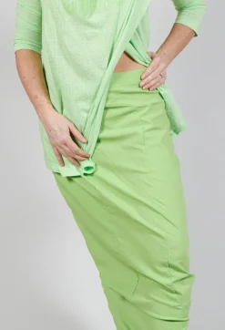 Long Jersey Pencil Skirt in Lime