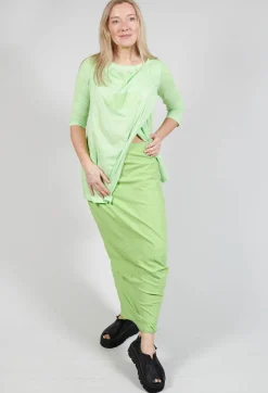 Long Jersey Pencil Skirt in Lime