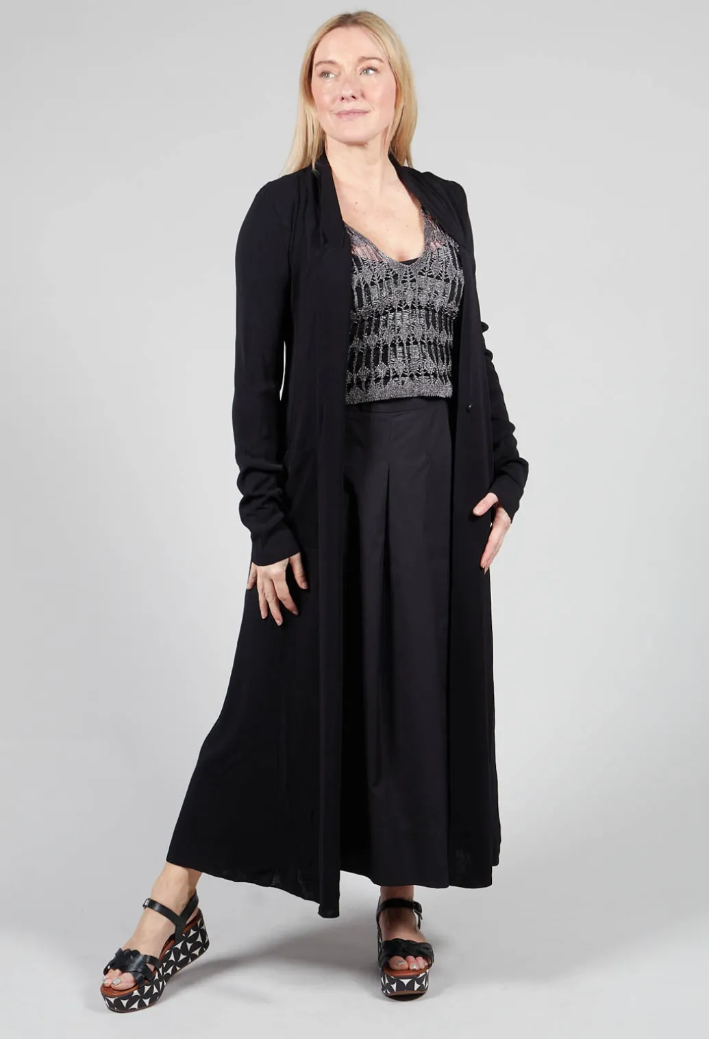 Long Knit Cardigan in Black