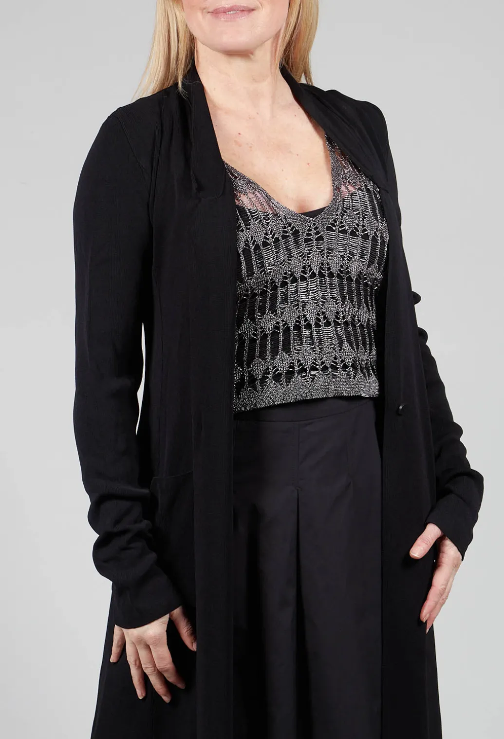 Long Knit Cardigan in Black
