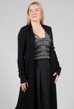 Long Knit Cardigan in Black