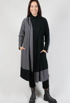 Long Length Cardigan in Black Grey Check