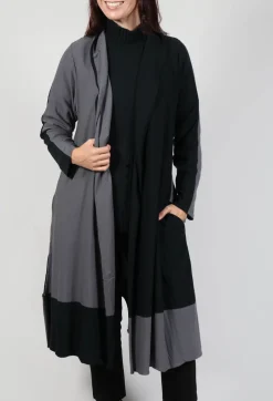 Long Length Cardigan in Black Grey Check