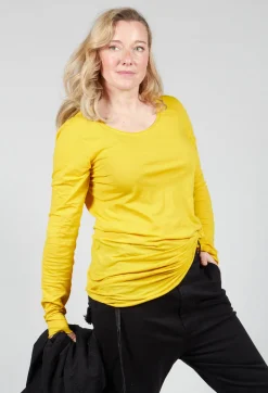 Long Length Long Sleeved T Shirt in Lemon