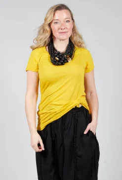 Long Length Short Sleeved T Shirt in Yellow