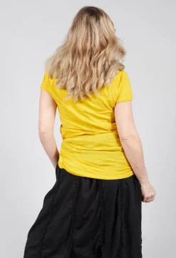 Long Length Short Sleeved T Shirt in Yellow