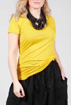 Long Length Short Sleeved T Shirt in Yellow
