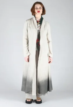 Long Ombre Coat in Cotone Degrade Sand