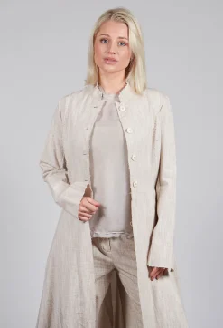 Long Ombre Coat in Cotone Degrade Sand