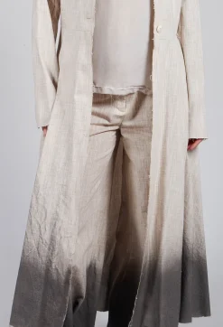 Long Ombre Coat in Cotone Degrade Sand