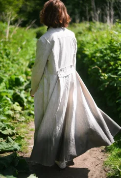 Long Ombre Coat in Cotone Degrade Sand