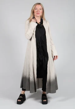 Long Ombre Coat in Cotone Degrade Sand