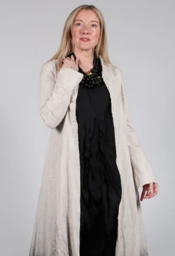 Long Ombre Coat in Cotone Degrade Sand