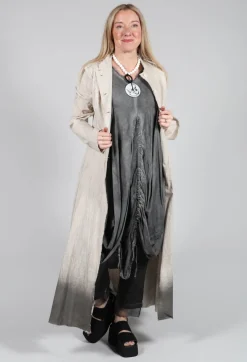 Long Ombre Coat in Cotone Degrade Sand