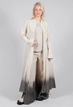 Long Ombre Coat in Cotone Degrade Sand