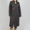 Long Pinstripe Coat in Slate
