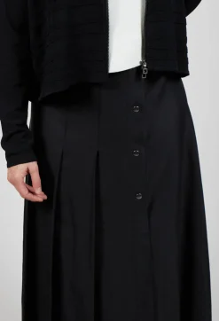 Long Pleated Skirt in Black