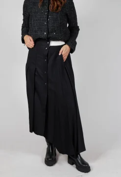 Long Pleated Skirt in Black