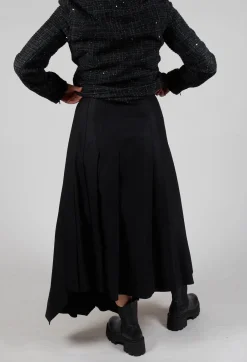 Long Pleated Skirt in Black