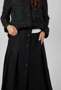 Long Pleated Skirt in Black
