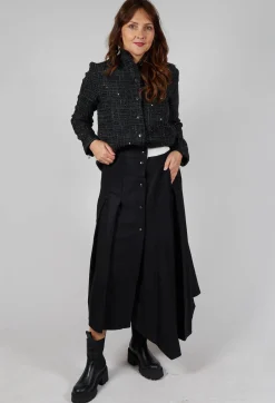 Long Pleated Skirt in Black