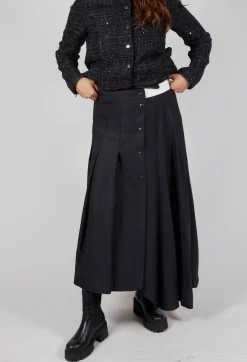 Long Pleated Skirt in Charcoal