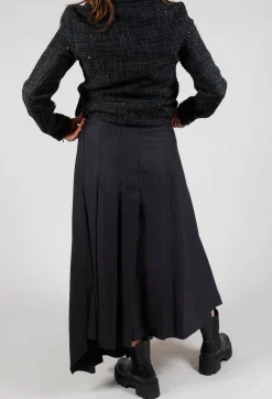 Long Pleated Skirt in Charcoal