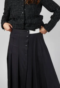 Long Pleated Skirt in Charcoal