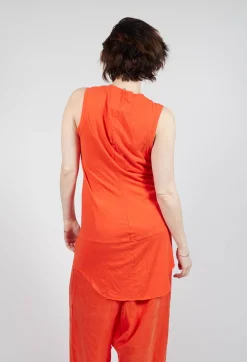 Long Printed Vest in Mandarine