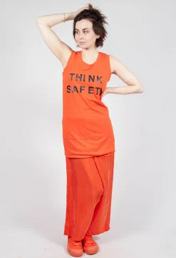Long Printed Vest in Mandarine
