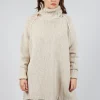 Long Relaxed Roll Neck Jumper in Bone Mel
