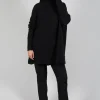 Long Relaxed Roll Neck Jumper in Black