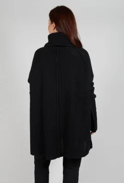 Long Relaxed Roll Neck Jumper in Black