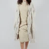 Long Ribbed Cardigan in Bone Mel