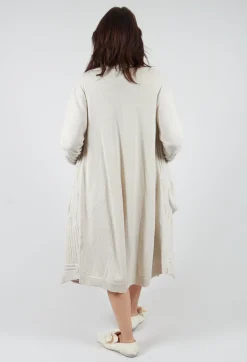 Long Ribbed Cardigan in Bone Mel