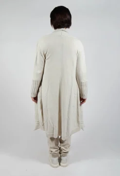 Long Ribbed Cardigan in Bone Mel