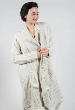 Long Ribbed Cardigan in Bone Mel