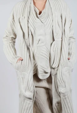 Long Ribbed Cardigan in Bone Mel