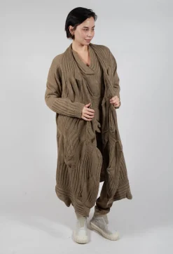 Long Ribbed Cardigan in Camel Mel